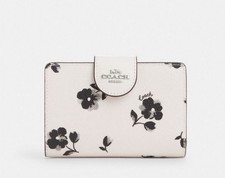 NWT COACH Medium Corner Zip Wallet In Canvas Leather With Floral Print
