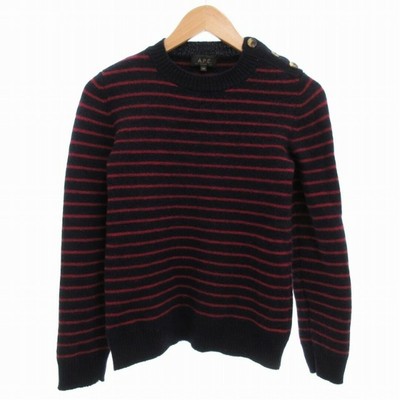 APC Knit Sweater Wool Border Shoulder Button Long Sleeve XS