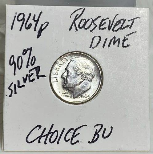 1964 P Roosevelt Dime CHOICE BU ! Great Luster - Free Shipping!