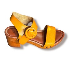 MIA Summer Stunner Ankle Strap HeelsMustard Yellow Leather Block Clog Sandals 7
