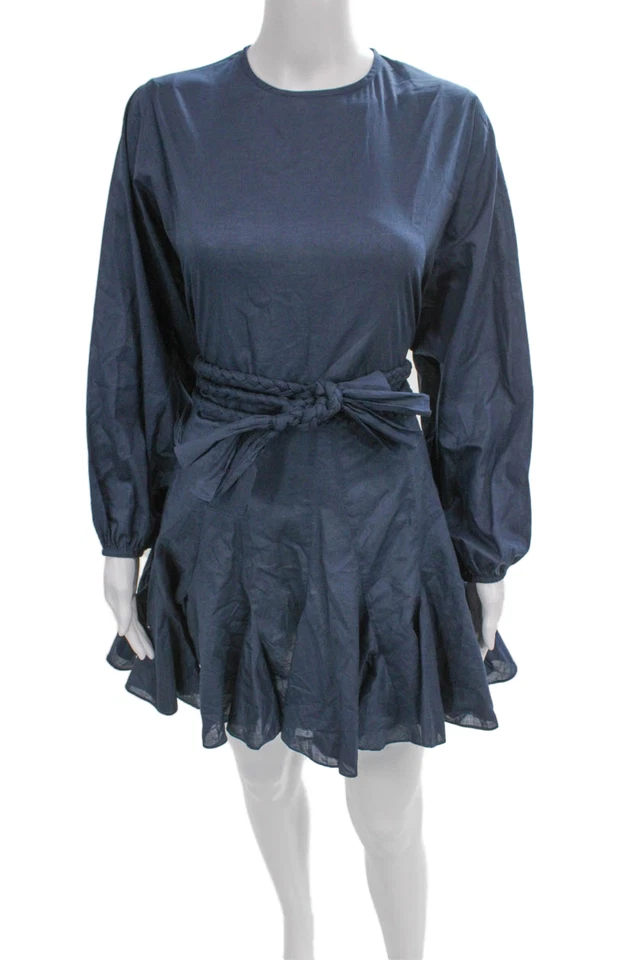 Rhode Damen Fit & Flare Blau Baumwolle Langarm Minikleid Größe XS - Bild 1 von 4