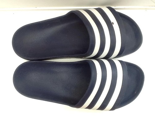 Mens ADIDAS Blue & White Stripe Sliders Slider Soft Sport Sandals Fit UK Size 8 - Picture 4 of 6