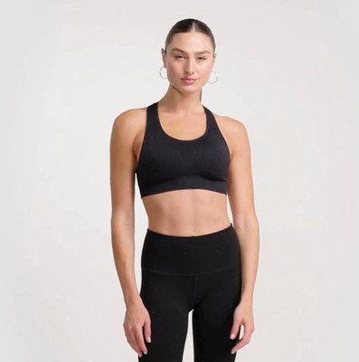 New Underoutfit The NowSunday Sewn- In Pads T Back Sports Bra Black XL #1145