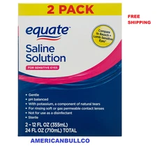 (2 Pack) Saline Solution for Sensitive Eyes 12 Fl Oz for Rinsing Contact Lenses