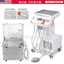 Portable Dental Mobile Delivery Unit Suction Syringe System Air Compressor 4Hole