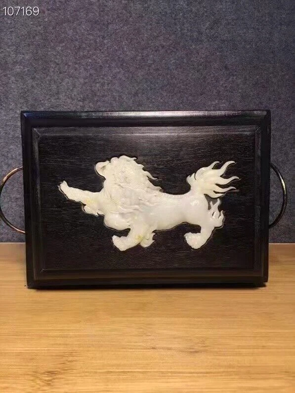 Joyero de 10 bestias de almacenamiento con incrustaciones de madera de palo de rosa antiguo de China  Foto 2 de 4