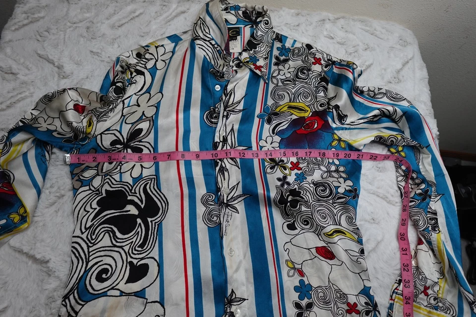 Camisa Just Cavalli Estampada Seda Manga Larga Botón Hecha en Italia Talla 48  Foto 2 de 4