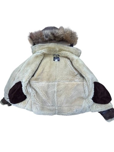 JUNK Schott Type B-3 Real Mouton Bomber Lamb Leather Flight Jacket Brown Size36 - Picture 6 of 9