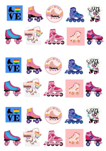 30 Stand Up Rollschuh Schlittschuh Oblate Papier Essbar Kuchen Cupcake Topper - Bild 2 von 2