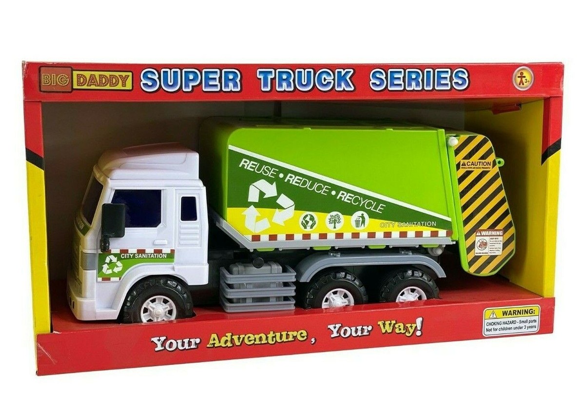 Bin Lorry Dumps When Full, Medium Duty Friction Powered Toy - Big-Daddy