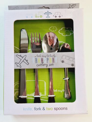 Set 4 pz posate da trasporto forchetta coltello in acciaio inox e 2 cucchiai utensili bambini - Foto 1 di 7