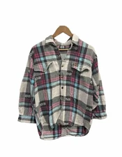 Vintage Ocean Earth Plaid Long Sleeve Button Up Surf Shirt Men’s Size 10 Medium 