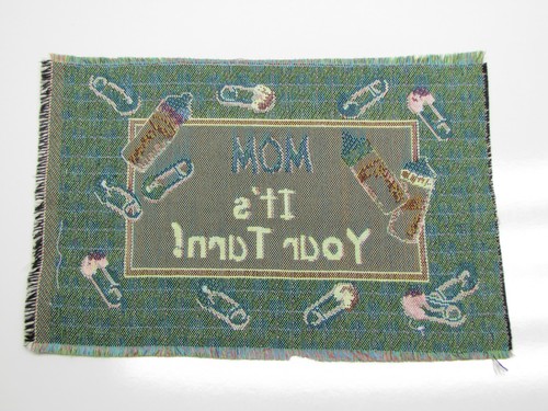 Mom It's Your Turn! Newborn Baby Bottle Tapestry Fabric Throw Pillow Panel 13x9 - Picture 2 of 3