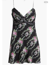 Loveshackfancy Etrune Floral Print Black Coffee Minidress Sz 10 AUTHENTIC NWT