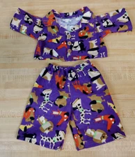 PURPLE PUPPY DOG DOGGIE PJS PAJAMAS W/ DOG BUTTON for 16" CPK Cabbage Patch Kids