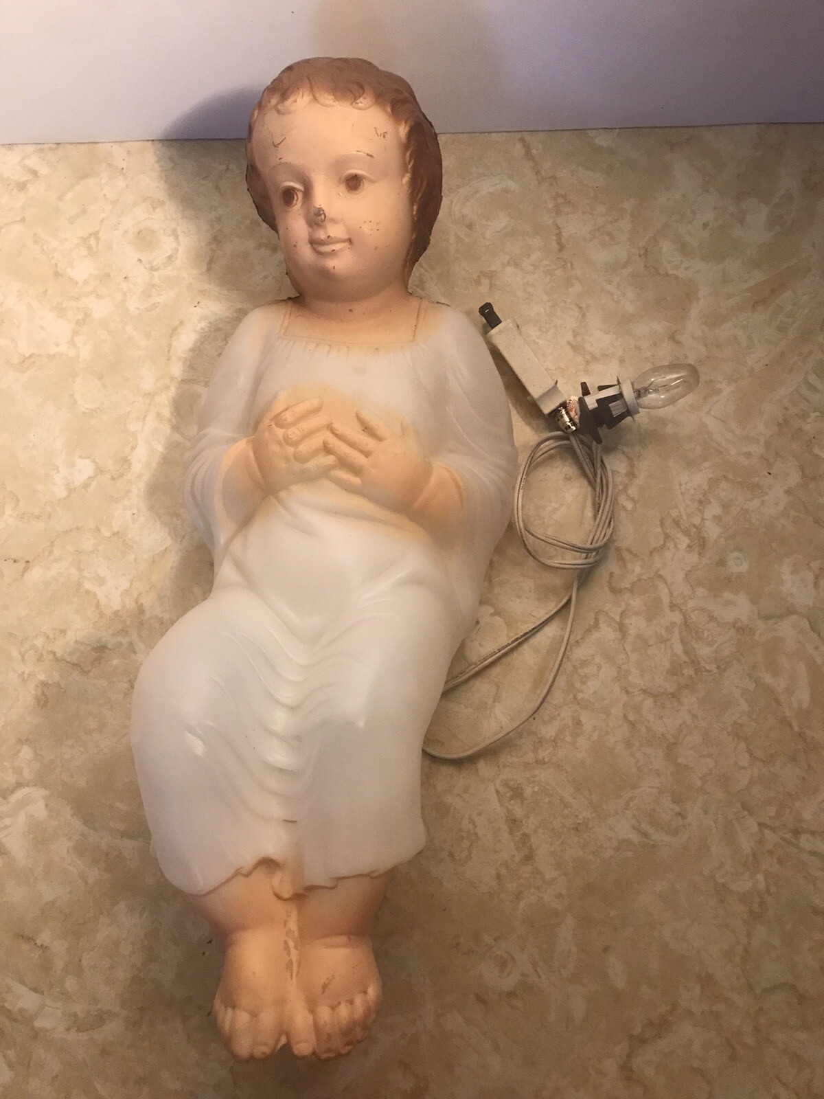 General Foam Plastics Baby Jesus w/Manger Vtg Christmas Nativity Blow