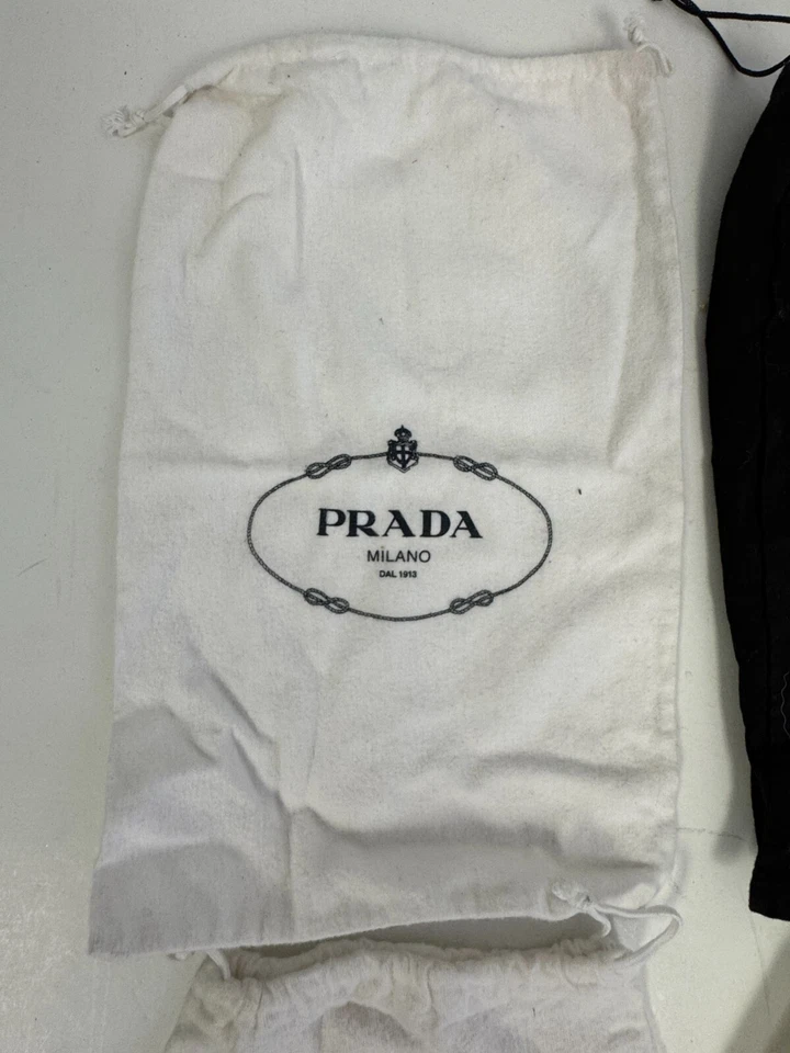 x3 Prada Milano Blanco Algodón Bolsas para el Polvo Zapatos Cordón + Dolce & Gabbana Negro Foto 2 de 4