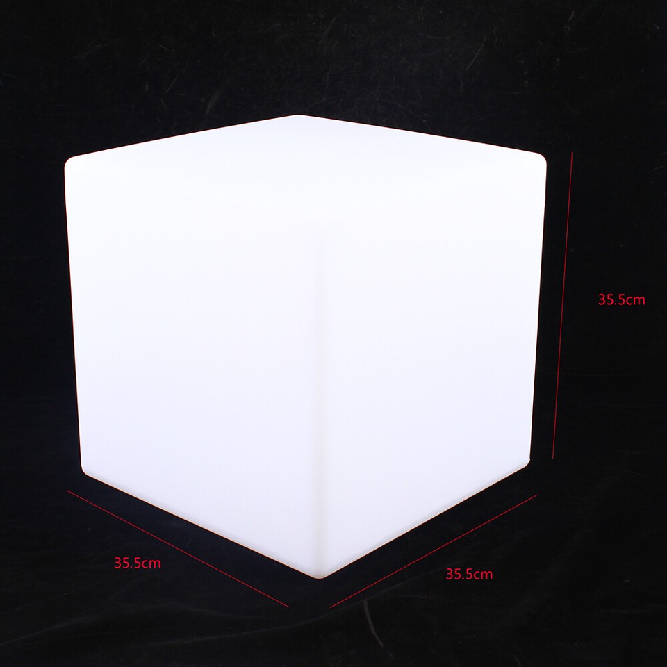 14 Inch Cube LED RGB Light ColorChanging Stool Outdoor Garden Table