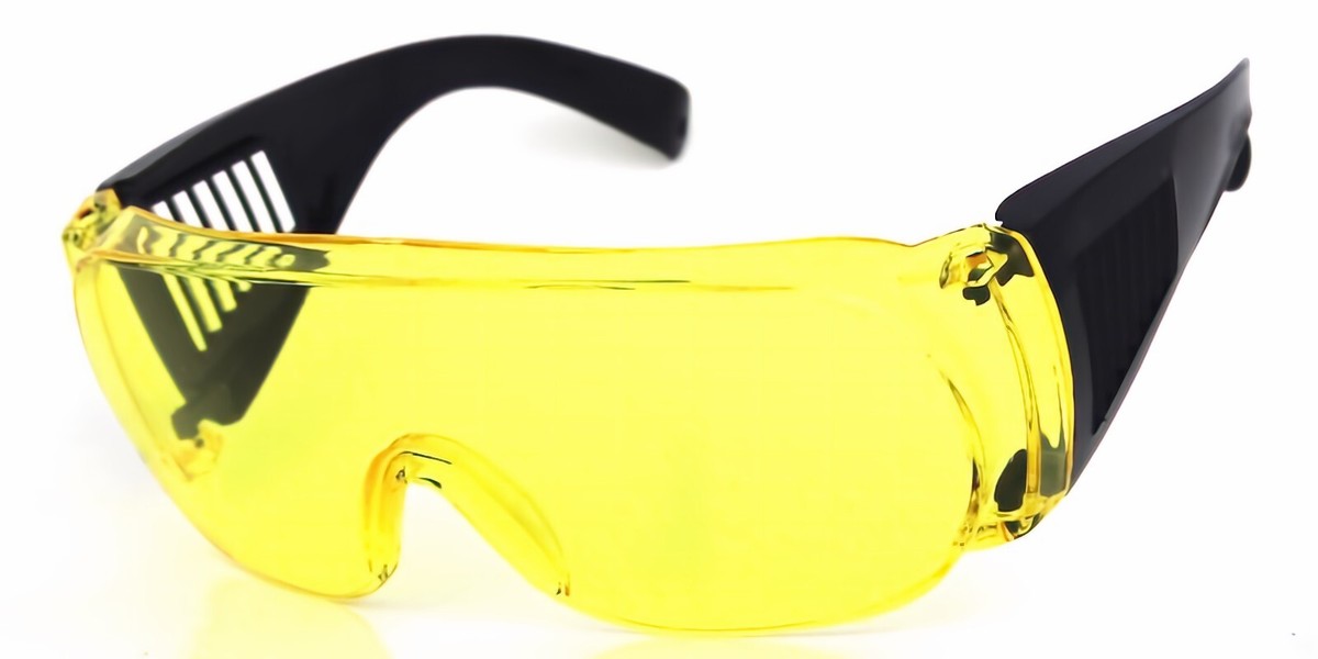 Miz Safety Yellow Shield Shades Sunnies Glasses Orange Side-Shield Safety Glasses Shade #3 Green Lens  main image 2