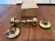 Vintage,Mid Century 1960's Russwin Mortise Door Knob set, Polished Brass, NOS