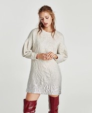 Sz S Zara Plush Dress With Raised Design And Shmmer Holiday ‘17 NWT