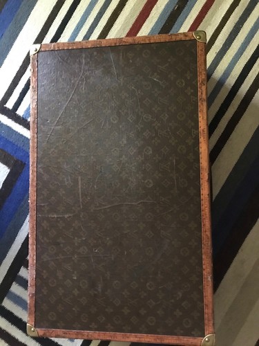 LOUIS VUITTON Vintage Alzer 75 Coated CanvasMonogram Brown Luggage Trunk - Picture 3 of 7