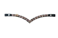 Rose Gold Peach crystal Mega Sparkly Blingy V Shape Browband for Bridle.