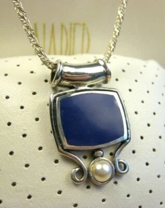 Southwestern Sterling Silver Blue Enamel Slide Twisted Chain Necklace 18" 925