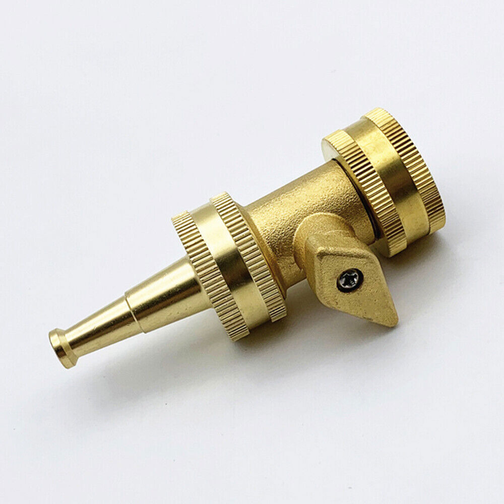 2PCS Brass High Pressure Hose Jet Nozzle Hose Shut off Valve 3/4 Inch Connectors