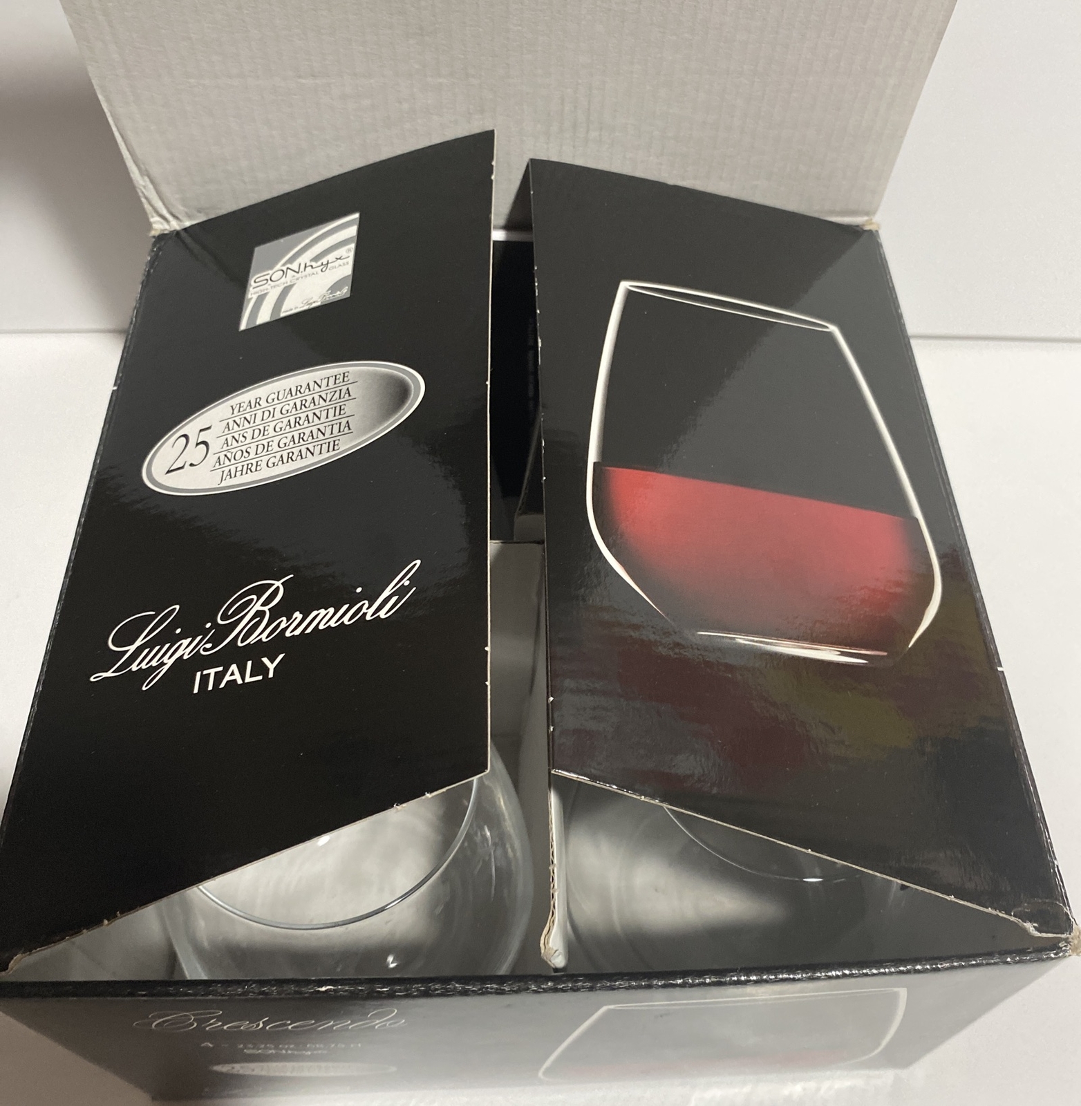 Luigi Bormioli Crescendo SON.hyx® Stemless Wine Glasses (Set of 4), New