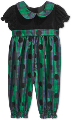 Blueberi Boulevard Baby Girls  Party Pant Coverall, Green, Size 3/6 M