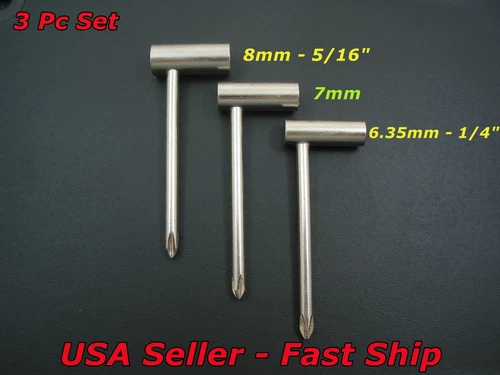 Guitar Truss Rod Wrench Set fits some Gibson, PRS, etc 6.35mm 7mm 8mm 1/4" 5/16"