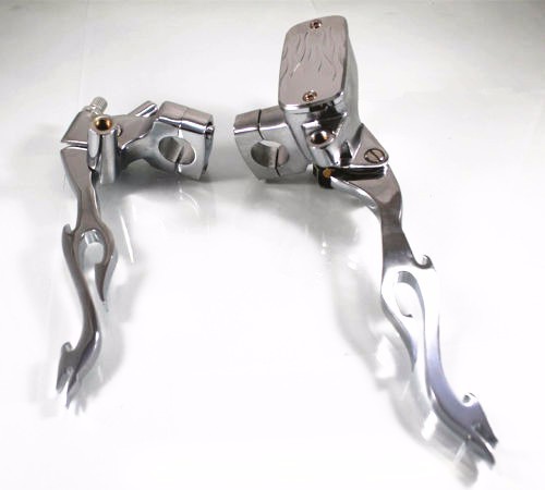 Chrome Flame 1" Brake Clutch Lever For Harley Honda Kawasaki Suzuki Yamaha VTX - Picture 5 of 7