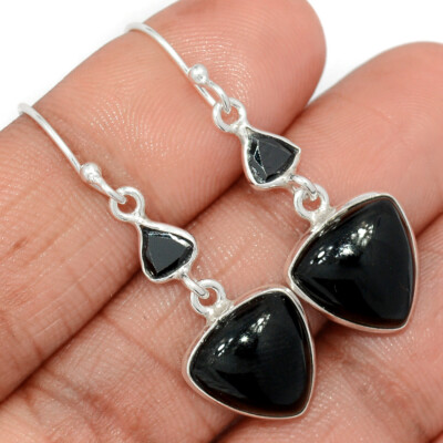 Schwarzer Onyx - Brasilien 925 Sterling Silber Anhänger Schmuck CE26181