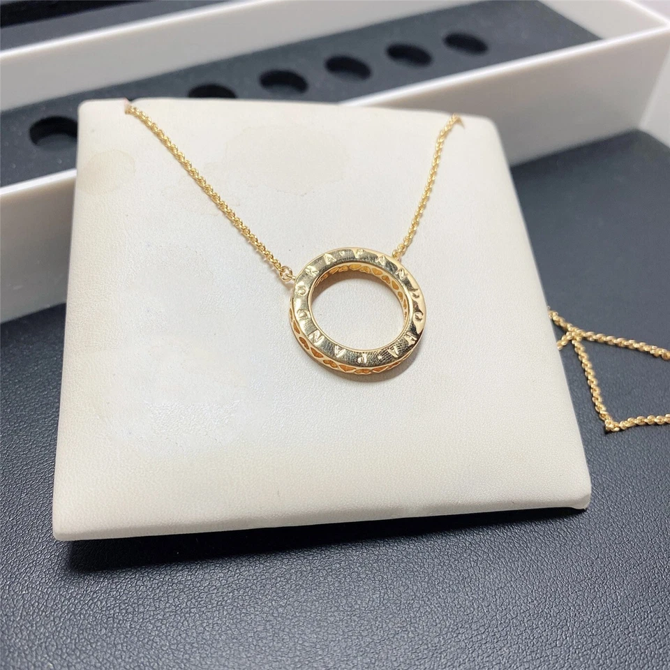 Nuevo Auténtico Collar de Circón Aro Dorado Brillante Plata de Ley 925 Foto 4 de 4