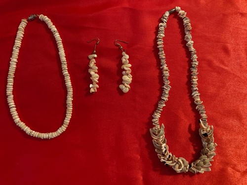 2 Puka Shell Necklaces & Puka Earrings