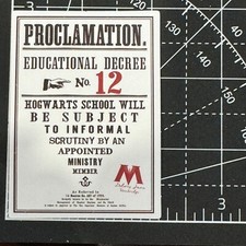 Harry Potter PROCLAMATION No. 12 SCRUTINY Vinyl Decal Sticker Bomb HP Magic