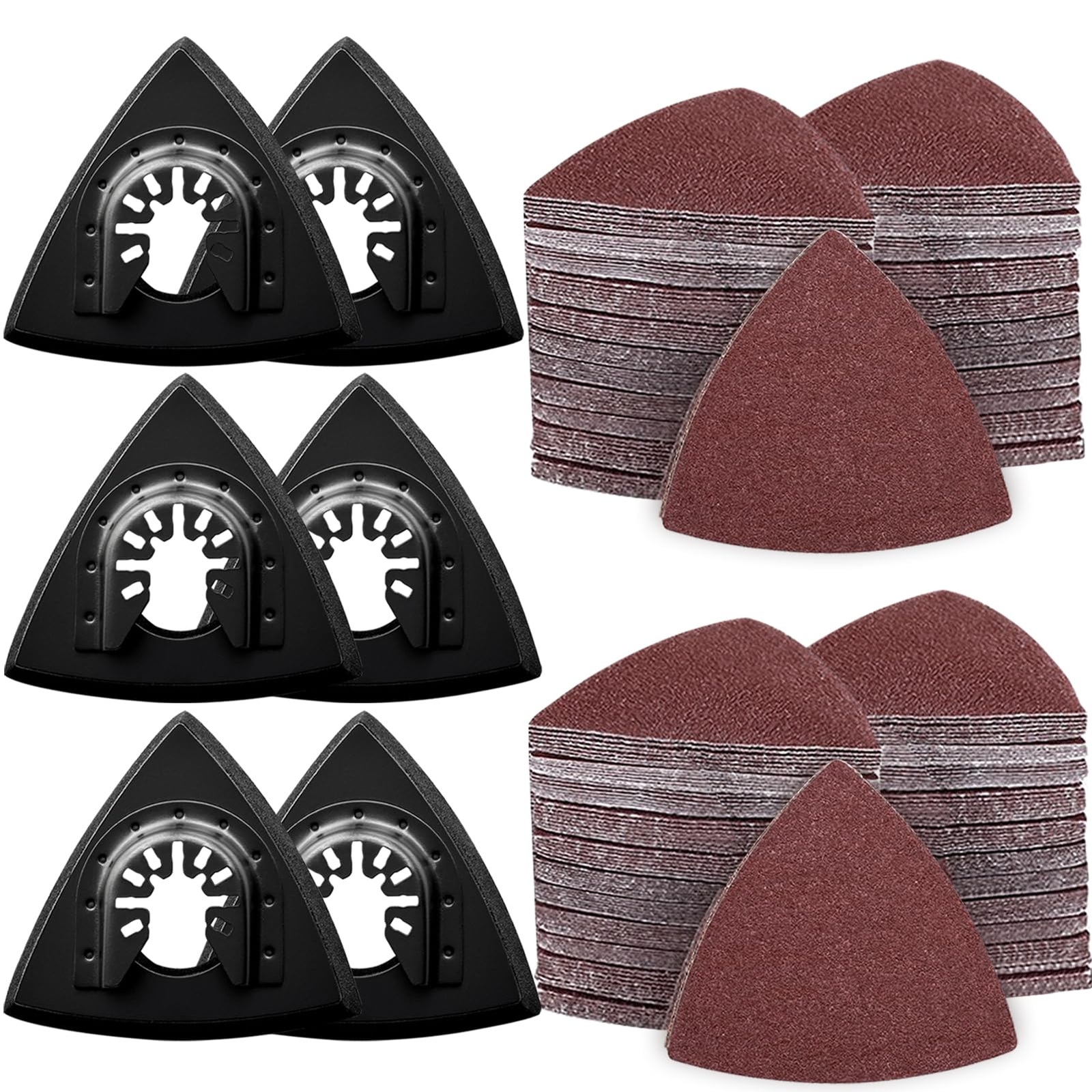 Kit de almohadillas de lijado de herramientas oscilantes de 136 piezas contiene 6 almohadillas de lijado triangulares y