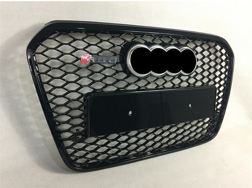 Für Audi A6 C7 2012-2015 RS6 Stil Kühlergrill Schwarz Wabengrill Frontgrill - Afbeelding 2 van 2