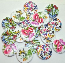 30mm Butterfly Buttons Wooden Mixed Colours Knitting Cardigans Sewing 1476