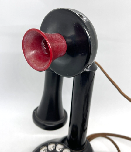 Vintage CANDLESTICK Rotary Telephone 6C1 Transmitter ROCK ISLAND Dial Plate - Picture 10 of 23