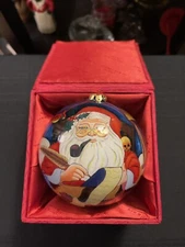 INSIDE ART BY FIJI Alpine Santa Christmas Glass Ornament In Box Signed/Numbered