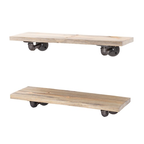 RESTAURIEREN Treibholz hellbraun 24 Zoll Regale mit L-förmigen Klammern - Bild 1 von 7