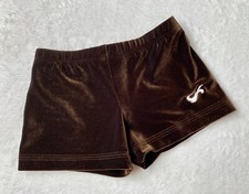 GK Elite SHORTS Leotard BROWN Velvet Velour Gymnastics MINI Bar CHEER Size: CL