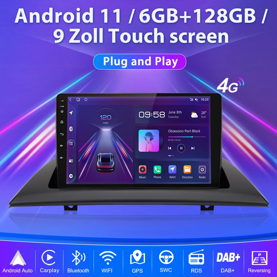 6+128G 9'' Autoradio GPS Navi Android 13 WIFI FM DAB+ Für BMW X3 E83 2004-2012 - Bild 2 von 4