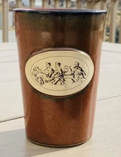 20oz Tall Tumbler by Sunset Hill Stoneware, Three Horsemen Motif, Coffee Mug USA