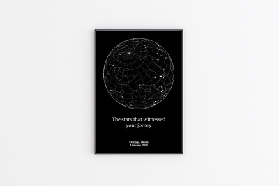 Custom Star Map   Personalized Stargazing Art for Any Date & Location. Wall Art
