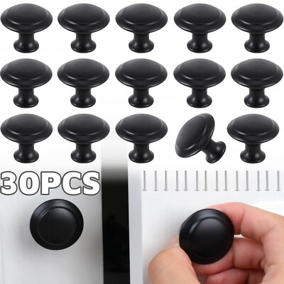 30PCS Cabinet Knobs Matte Black Stainless Steel Kitchen Bathroom Cabinet Pulls
