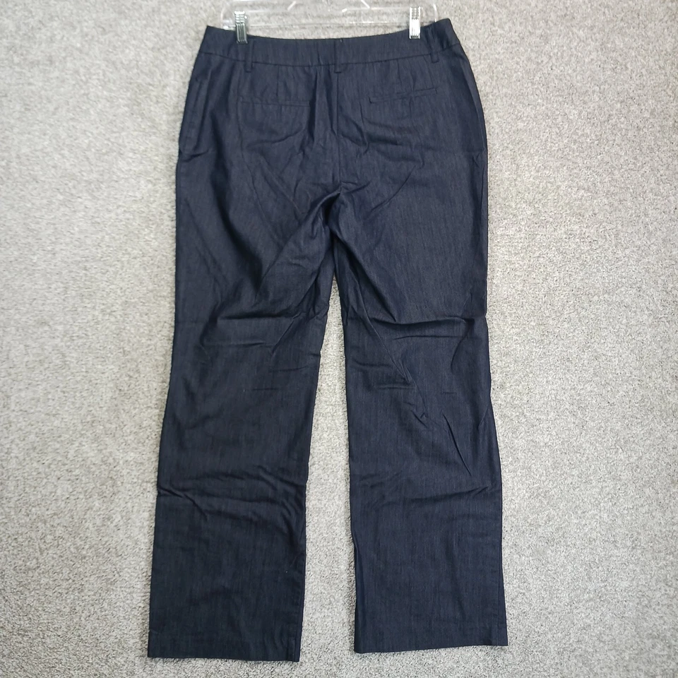 Pantalón Apt 9 para mujer talla 10 azul marino cambray pierna recta tiro alto Foto 2 de 4