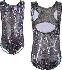 TFJH E Girls Sparkly Gymnastics Leotard 10A marble